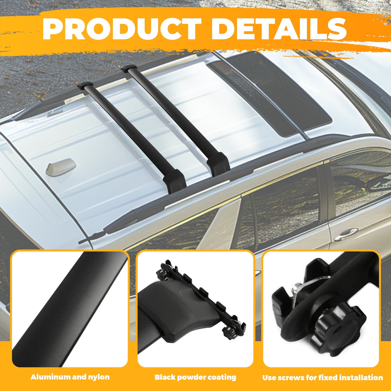 Kojem Roof Rack Cross Bars Luggage Cargo Carrier for 2009-2015 Honda Pilot Snowboard Skiboard Canoe Kayak Bike Rack 165LBS