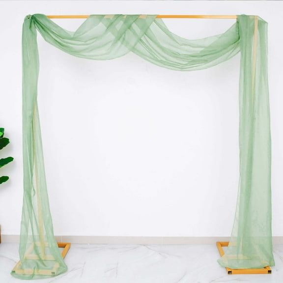 Efavormart 18Ft Sage Green Sheer Organza Curtain Panels, Window Scarf Valance Wedding Arch Draping Fabric for Top Table Event Party Home Decor Stair Bow Backdrop Curtain Decoration