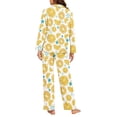 thumbnail image 6 of DISNIMO 2 Piece Women Pajama Set Lemon Print Long Sleeve Sleepwear with Long Pajama Pant Button Up Nightwear with Pockets V Neck Loungewear, Available in Plus Size, XL, 6 of 7