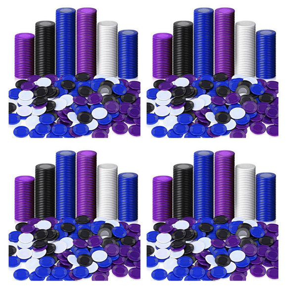 1600 Pieces Plastic Poker Chips Game Chips 4 Colors Counter Card for Game Playing Counting Bingo Game Chips Card, 2