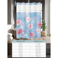 thumbnail image 6 of No Hook Shower Curtain with Snap in Liner,Classic Pink Flower Ripples Waterproof Bath Curtain Double Layers with See Through Top Window,Fantasy Floral Hotel Shower Curtains 72x72in, 6 of 9