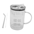 thumbnail image 4 of Taza de café de vidrio con pajita de 1000 ml con pajita y tapa. JUBILADO, 4 of 9