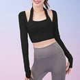 thumbnail image 2 of Hfyihgf Long Sleeve Workout Shirts for Women Gym Running Seamless Cutout Yoga Tops Thumb Hole Long Sleeve Crop Tops for Women(Black,XL), 2 of 5