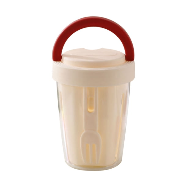 Vaso de fruta con tenedor, recipiente portátil para aperitivos, caja de almacenamiento de alimentos a prueba de fugas, recipiente sellado para ensaladas y frutas frescas, vaso de plástico para