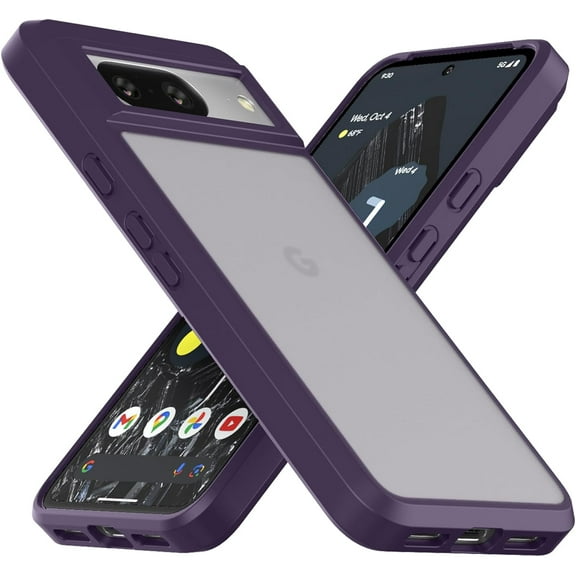 Case for Google Pixel 8 [Anti-Fingerprint] Matte Translucent Hard Back   Soft TPU Bumper Shockproof Phone Case for Pixel 8 - Matte Purple