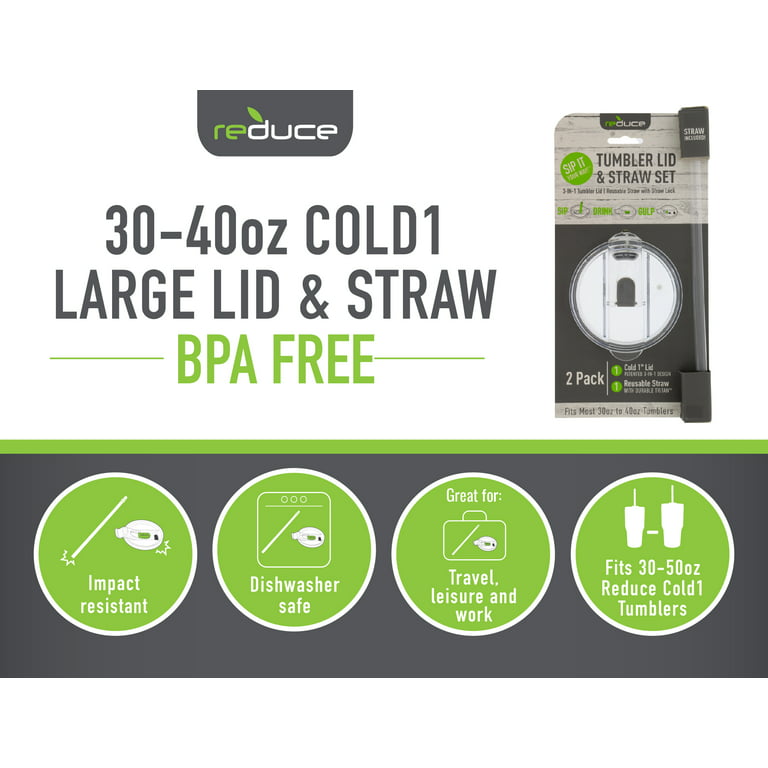 Reduce Reusable Hard Plastic Straws, 4 Pack - Fits 24-40 oz Tumbler Mugs -  BPA-Free, Dishwasher Safe, Impact Resistant - Ideal Drinking Straws for