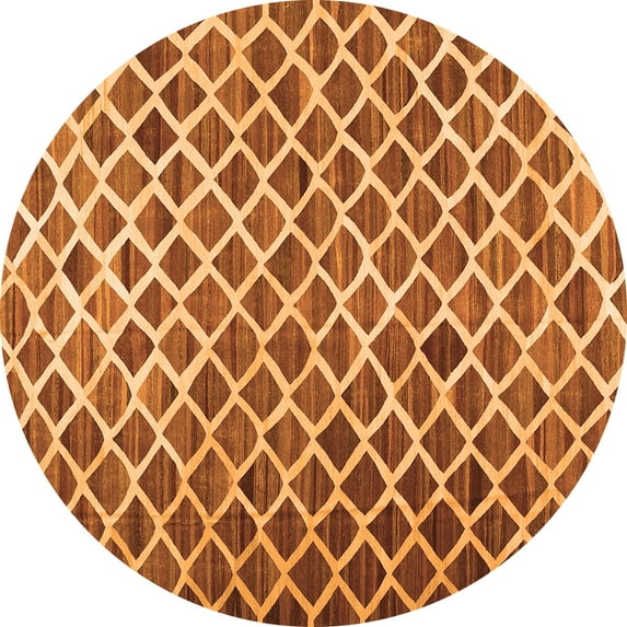 Ahgly Company Indoor Round Abstract Orange Contemporary Area Rugs, 5' Round