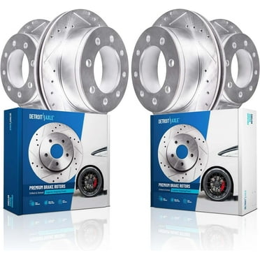 Detroit Axle - 4WD DRW Brake Rotors for Ford 2013-2022 F-350 Super Duty 2014-2016 F-250 Super Duty, Drilled and Slotted Brake Rotors Replacement: 14.29" inch Front and Rear Rotor