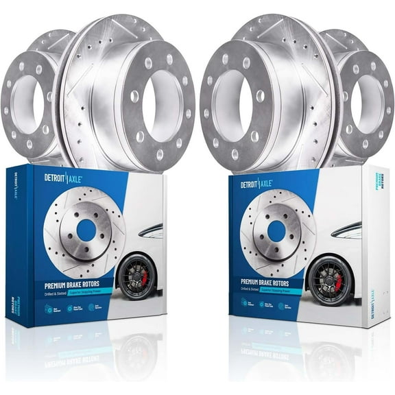 Detroit Axle - Brake Rotors for 08-25 Chevy GMC Express Savana 2500, 09-25 Express Savana 3500, 12.79" inch Front and 12.99" inch Rear Drilled and Slotted Disc Brake Rotors Replacement