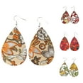 thumbnail image 5 of Huanledash Water Drop Dangle Embroidery Faux Leather Hook Earrings Women Banquet Jewelry, 5 of 8