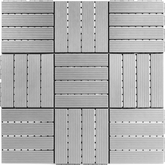 FloorPops Straight Groove Light Grey Interlocking Deck Tiles