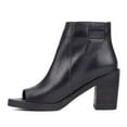thumbnail image 2 of FSJ Women Fashion Peep Open Toe Side Cutout Single Strap Buckle Booties Mid Block Heel Sandals Ankle Bootie Summer Casual Dress Shoes Size 5 Black, 2 of 4