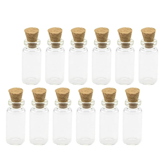 HEMOTON  100 Pcs Mini Wishing Bottle Small Cork Bottles Clear Transparent