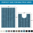 thumbnail image 2 of Bathroom Rugs Bath Rug Set 2 Piece Bathroom Contour Rug Toilet Mat Sets Non Slip Contour Bath Rug Ultra Thick Water Absorbent Striped Bath Mats(36" x 24" Plus 20" x 24" U, Turquoise Blue), 2 of 6