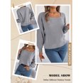 thumbnail image 7 of Nlife Women Square Neck Lantern Long Sleeve Cable Ribbed Knit Sweater, 7 of 7