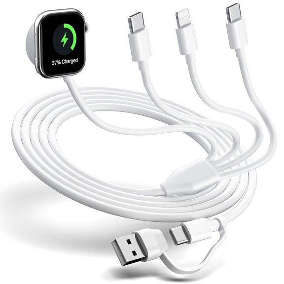 Bravoul Apple Watch, iPhone, Galaxy Android 4 in 2 Multi Charging Cable