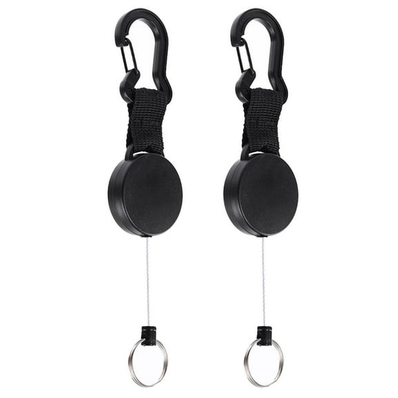 HONMEET 2-Pack Stretchable Key Holder Keychain in Black Plastic for Climbing and Mountaineering Gear Accessories