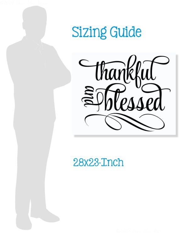 Kitchen Wall Art Decal Thankful Blessed Cursive Word Quote Swirls Wall Stickers 28x23-Inch Black