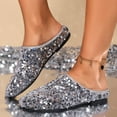 thumbnail image 2 of HXWCHs Sparkly Glitter On Mule Loafers Comfortable Open Back Casual Shoes for Women 38 Silver, 2 of 8