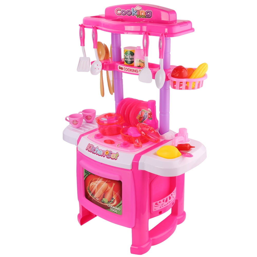 Happy Chef's Gourmet Kitchen Cooking Pretend Play Set for Kid's / Children's Educational Pretend Play with Food, Cups, Utensils, Pots and Pans