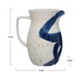 thumbnail image 2 of Bloomingville Hand-Painted Stoneware Pitcher, Reactive Glaze, Cream Color and Blue (Each One Will Vary), 2 of 3