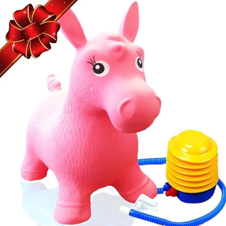 ToysOpoly Inflatable Horse Bouncer - Cutest Ride - on Bouncy Animal Hopper for Kids with Eco-Friendly Rubber (Pink)