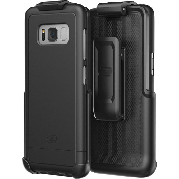 Galaxy S8 Plus Belt Case and Holster Clip (secure fit) SlimShield Armor By Encased (Samsung S8 ) (Smooth Black)