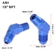 thumbnail image 4 of 45 Grados Codo 4AN a 1/8" NPT Macho Montaje Adaptador Conector Azul Unique Bargains adaptadores de inyección de combustible, 4 of 6