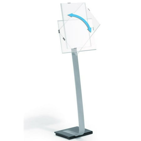 DURABLE Floor Sign Stand for 11" x 17" Inserts, Study Aluminum Base, Portrait & Landscape, 43" - 50" Height (481523)