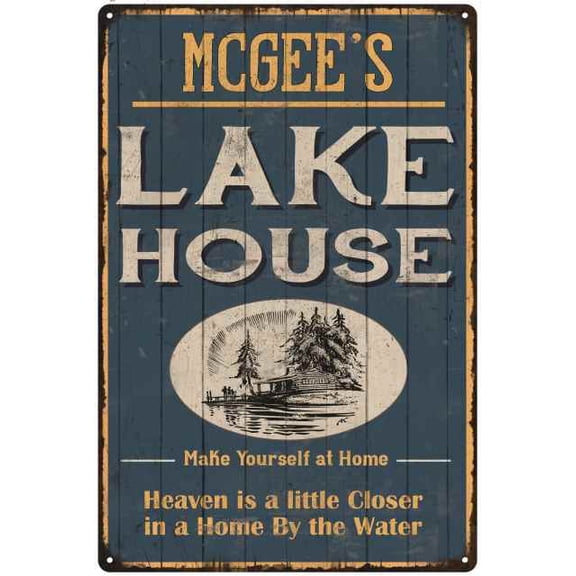 MCGEE'S Lake House Blue Cabin Home Decor Gift 8x12 Metal 208120038404