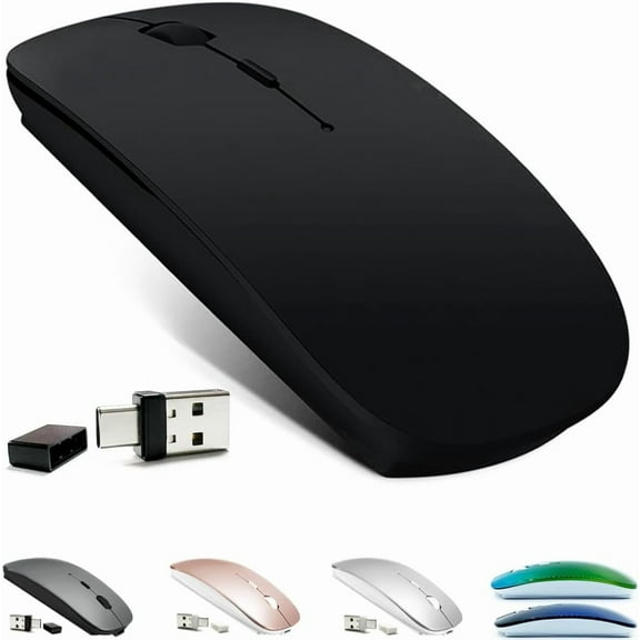 Rechargeable Bluetooth 5.2/3.0/Type-C/USB-2.4G Mouse for MacBook/MacBook air/Pro/iPad, Wireless Laptop/Notebook/pc/iPad/Chromebook (Black)