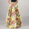 thumbnail image 2 of vigerkar Women Chiffon Mopping Floor Length Big Hem Floral Print Beach High Waist Maxi Skirt Beige, L, 2 of 4