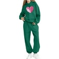 thumbnail image 5 of 2026 Valentines Day Green Sweatsuit Set Hoodies for Kids Cute Love Heart Graphic Hooded Sweatshirts & Jogger Pants Pullover Shirts with Pockets, 5 of 6