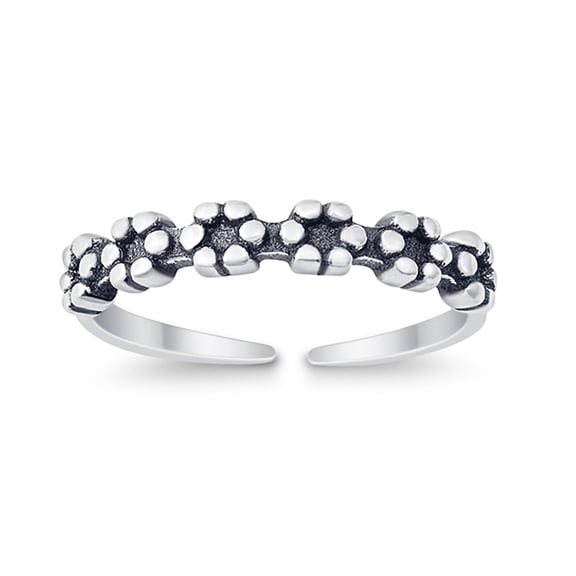 3mm - Flowers Toe Band Ring 925 Sterling Silver Thin Adjustable Stylish Rings for Women
