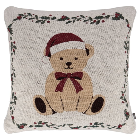 My Texas House Teddy Bear Decorative Christmas Pillow, Multicolor, 18" x 18"