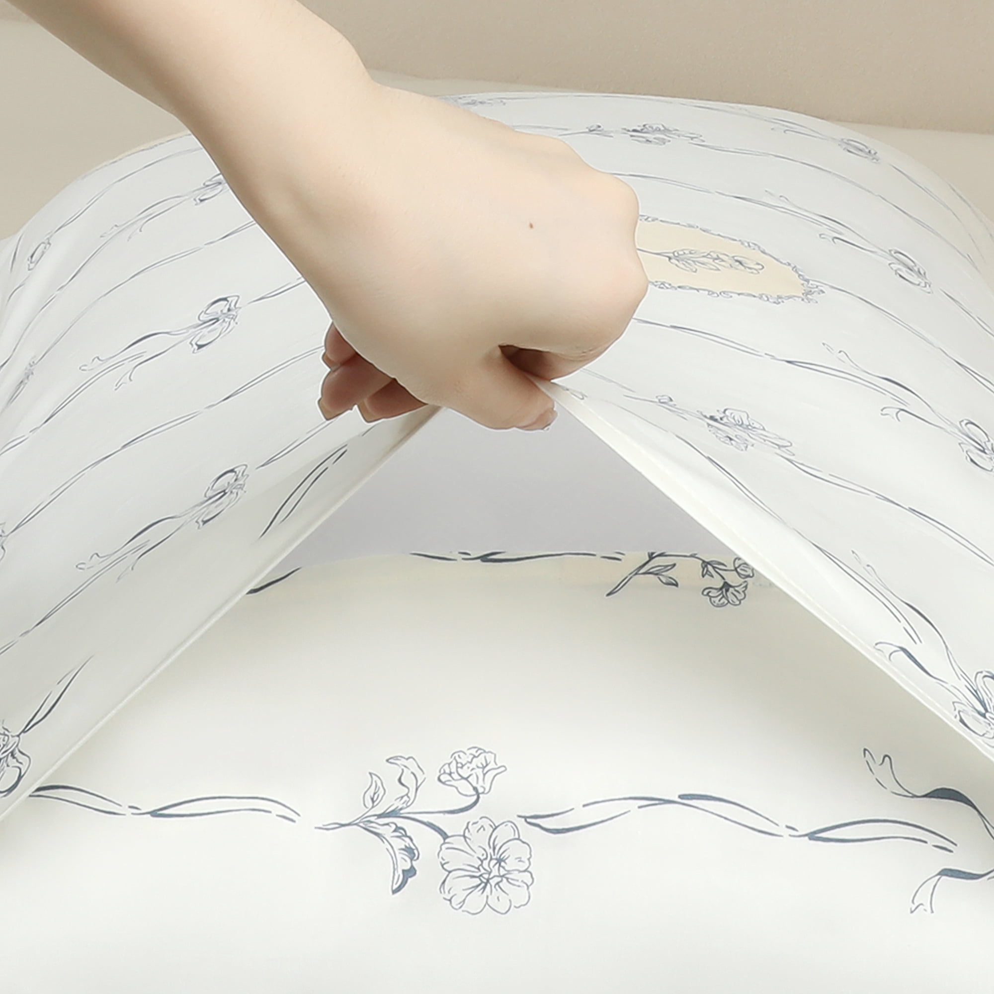 Unique Bargains Pillowcase Cotton Floral Pillow Cases with Envelope Closure White