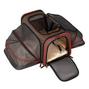 Angle View: ALEKO Heavy Duty Expandable Pet Carrier for Travel - Medium - Brown