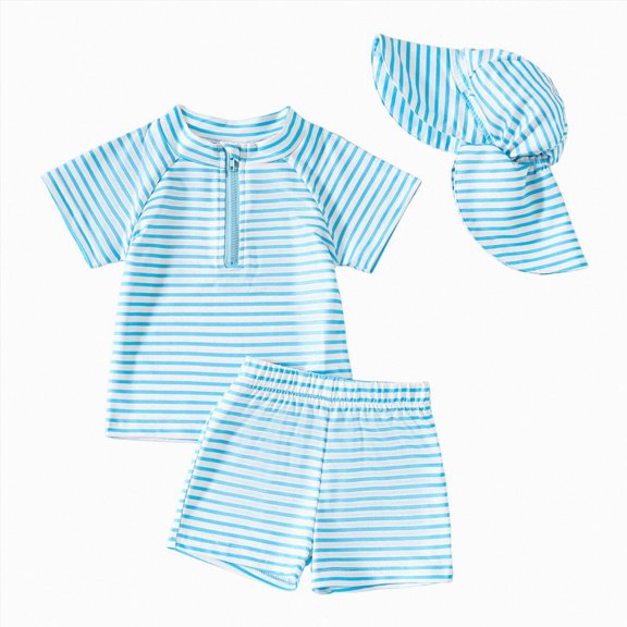 Ymyiu Toddler Bathing Suit Boy Boys Set for Kids Boys 2 Piece Short Sleeve Swim Shirts with Trunks Quick Dry Bathing Suits Swim Set 3T 4T (Sky Blue,3-4 Years)