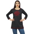 thumbnail image 5 of Phagun Women's Full Sleeve Black Embroidered Cotton Tunic Shirts Ethnic Top-20, 5 of 10