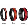 thumbnail image 2 of PAMTIER Unisex Stainless Steel Simple Dainty Thin 4MM Red Imitation Opal Stacking Matching Couple Ring Beveled Edges Black Size 8, 2 of 4