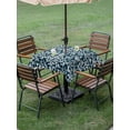 thumbnail image 4 of Outdoor Tablecloths with Umbrella Hole & Zipper, Navy Blue Spring Floral 54x54 Inch Square Tablecloths, Farmhouse Flowers Elegant Pastoral Waterproof Table Cloth, Patio/Pool/Picnic Table Covers, 4 of 8