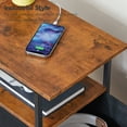 thumbnail image 6 of HOOBRO End Table with Charging Station, Narrow Side Table, Nightstand with 2 Non-Woven Drawers, Slim Sofa Side Table, for Small Spaces, Living Room, Bedroom, Rustic Brown and Black BF486UBZ01, 6 of 8