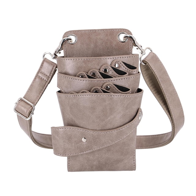 Estuche de tijera de peluquería Cinturón de extraíble de cuero PU Gris Zulema Riñonera de peluquería