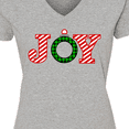 thumbnail image 4 of Inktastic Joy Christmas Ornament with Candy Cane Stripes Women's V-Neck T-Shirt, 4 of 5