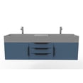 thumbnail image 3 of Amazon 60" Blue Wood Floating Vanity with Gray Top and Black Trim, 3 of 11