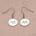 thumbnail image 3 of Stainless Steel Round Cat Face Dangle Earrings - Adorable Cat Lover Gift, 3 of 3