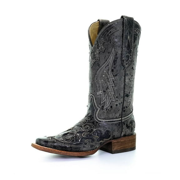 CORRAL Adult Female Snake Inlay Boots, Color: Black, Size: 8.5, Width: M (A2402-LD-M-8.5)