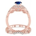 thumbnail image 3 of 1.25 Carat Sapphire and Diamond Vintage floral Bridal Set Engagement Ring on 10k Rose Gold, 3 of 3