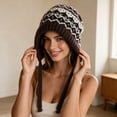 thumbnail image 6 of Winter Hat for Women Thick Knit Cozy Winter Ski Hat with Ear Covers，Vintage Pattern, 6 of 9
