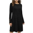 thumbnail image 3 of Bovxnpu Fall Dresses for Women, Women Long Sleeve Dress Mini Dress, Women's Printed Long Sleeved Crewneck Loose And Comfortable Short Nightgown, 3 of 7